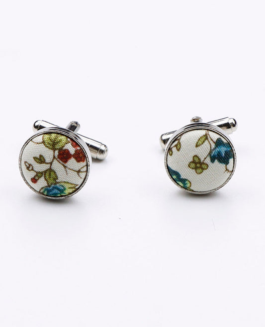 Boutons de Manchette Liberty Blanc n°9 en Coton | Charles - Unipap's