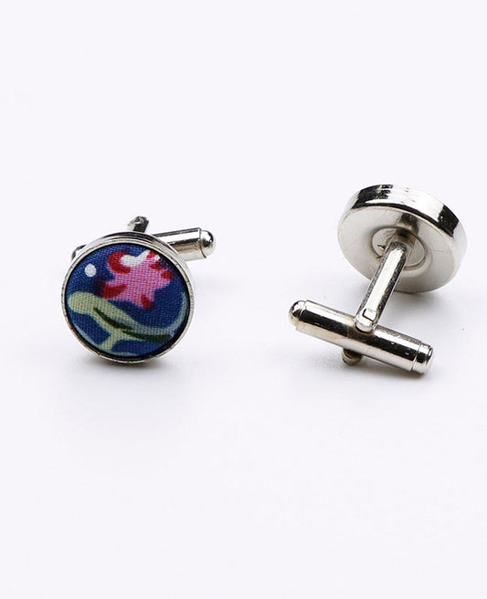 Boutons de Manchette Liberty Bleu n°11 en Coton | Gaspard - Unipap's