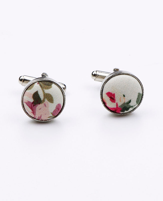 Manžetové knoflíčky Liberty Bílé č.6 z Bavlny | Charles - Unipap's