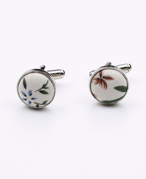 Manžetové knoflíčky Liberty Bílé č.8 v Bavlně | Charles - Unipap's