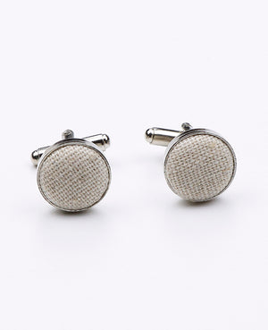 Manžetové knoflíčky Bílé č. 2 z Lnu | Basile - Unipap's