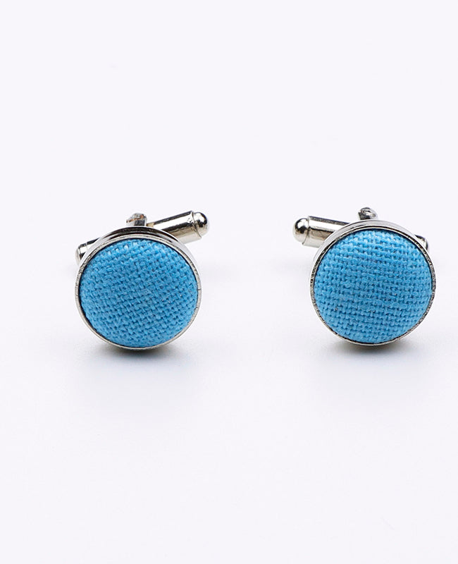 Manžetové knoflíčky modré č.2 z lnu | Basile - Unipap's