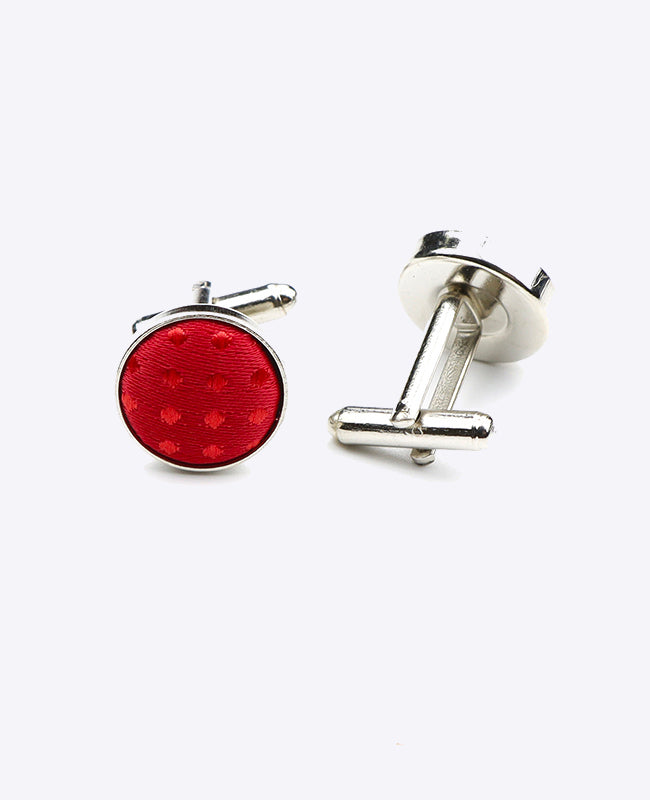 Boutons de Manchette Rouge n°1 à Pois en Polyester «Louis»