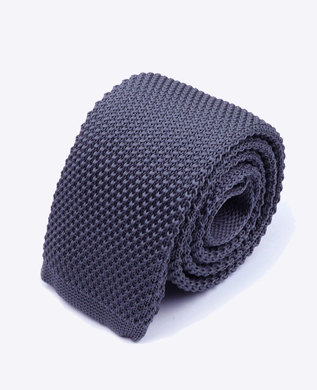 Kravata šedá pletená „Léon"