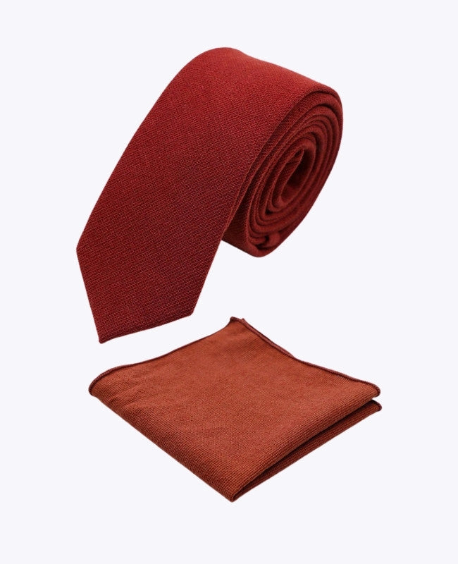 Kravata + Kapesníček do Saka Terracotta Pánský z Bavlny «Edgard»