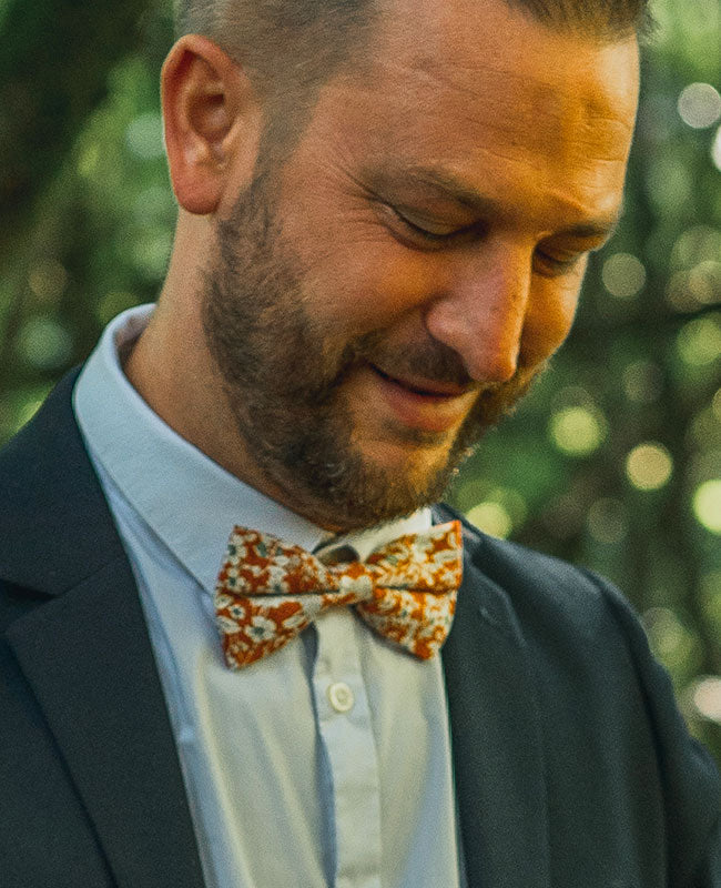 Motýlky Liberty Orange pro otce a syna z bavlny «Clovis»