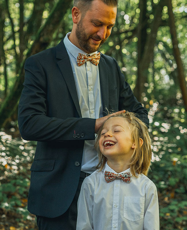 Noeud Papillon Liberty Orange en Coton «Clovis»