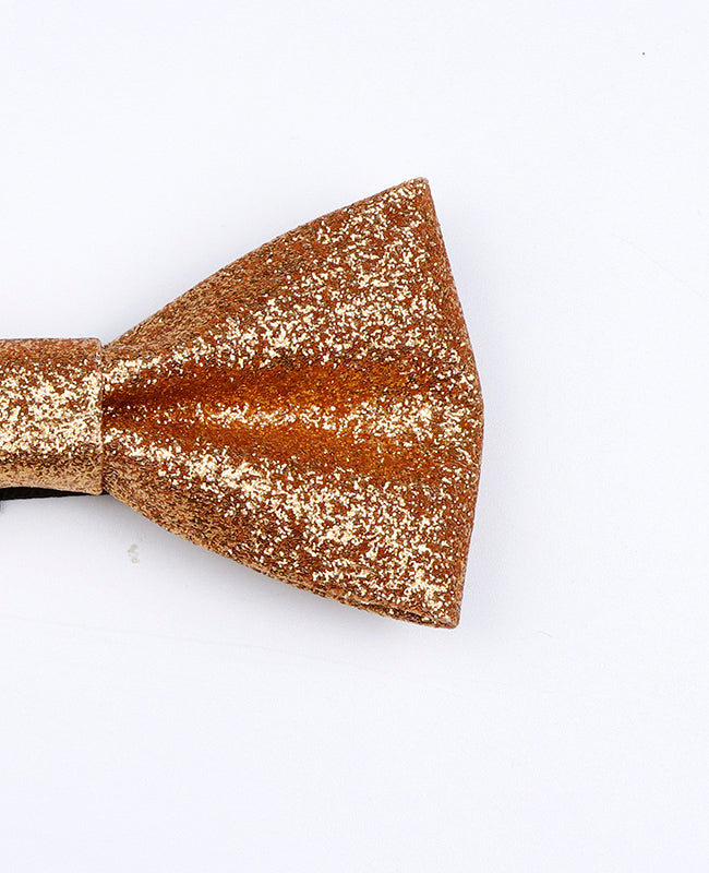 Motýlek se zlatými flitry č.2 pro děti z polyesteru «Olive»