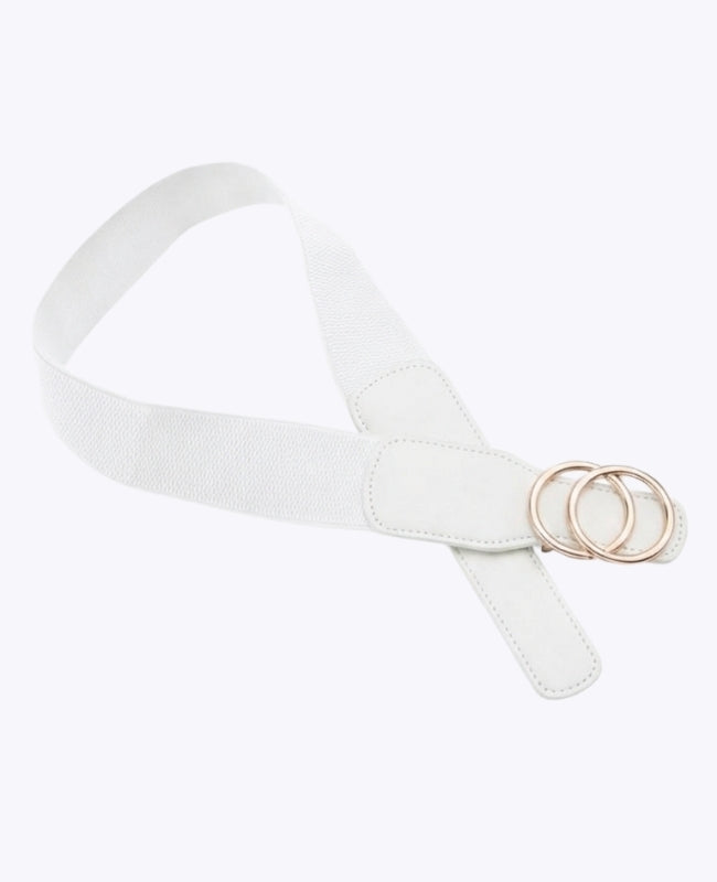 Opasek na šaty elastický dámský bílý kožený "Madeleine"