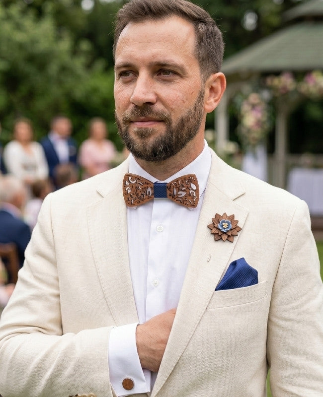 Dřevěná krabička Motýlek modrá muži „Édouard"