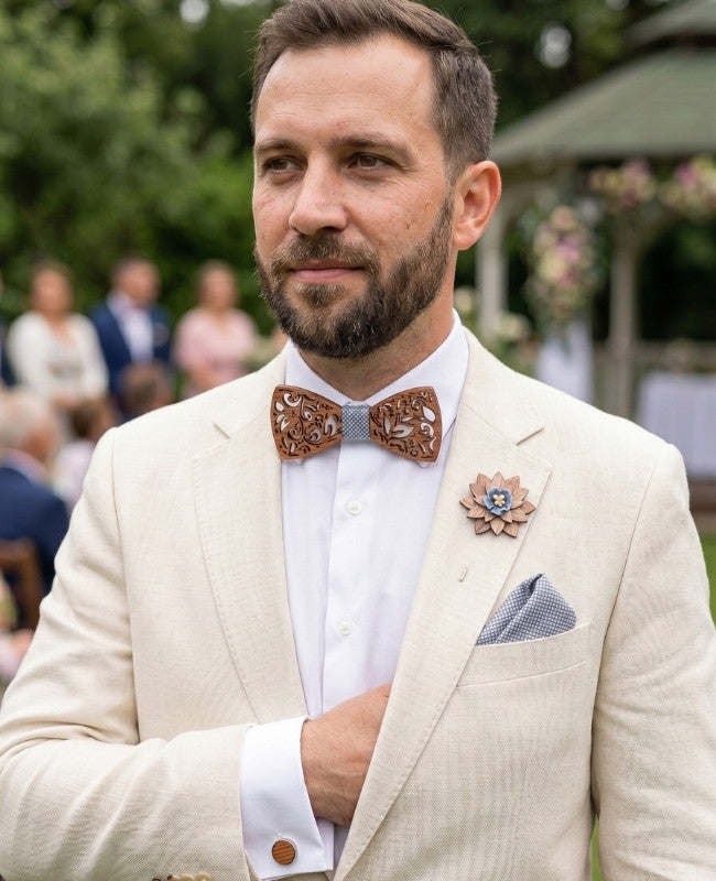 Dřevěná krabička Motýlek šedá muži „Édouard"