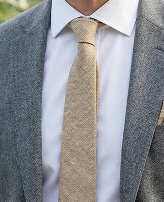 Kravata Béžová č.1 Pánská z Lnu «Basile»