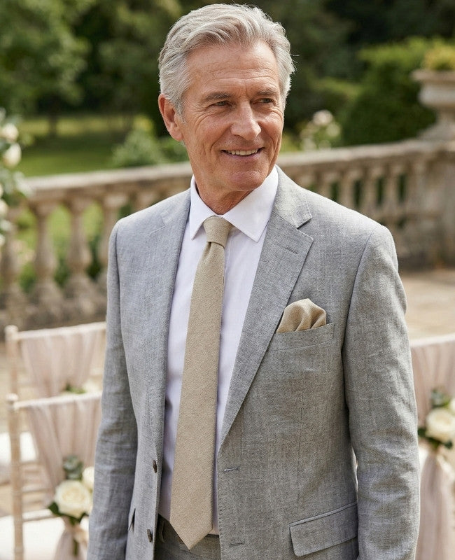 Kravata Béžová č.2 Pánská v Lnu «Basile»