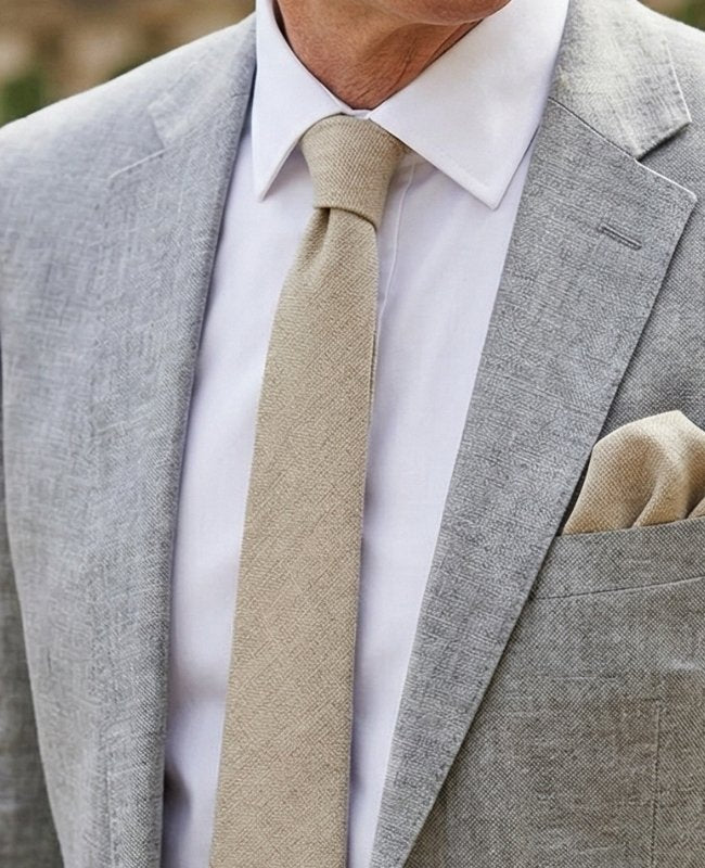 Kravata Béžová č. 2 Pánská z Lnu «Basile»