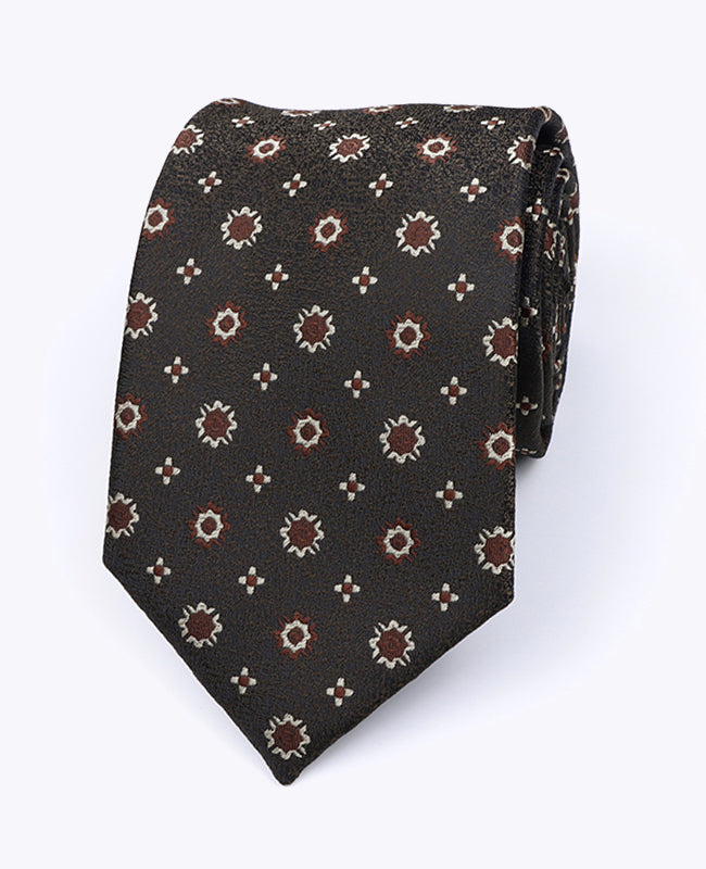 Kravata Hnědá č. 1 se Vzorem Pánská z Polyesteru «Edmond»