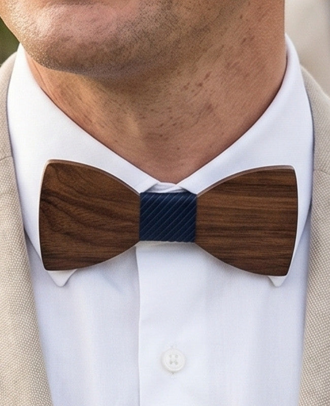 Noeud Papillon Bleu Homme en Bois «Ambroise»