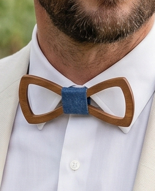 Noeud Papillon Bleu Homme en Bois «Émile»