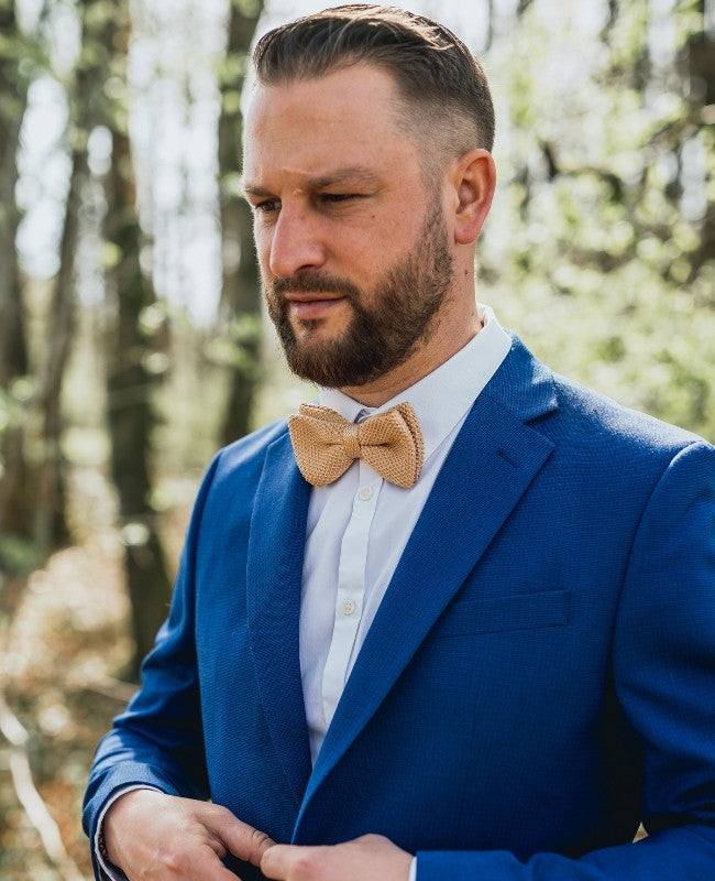 Motýlek Zlatý Pánský Pletený «Léon»