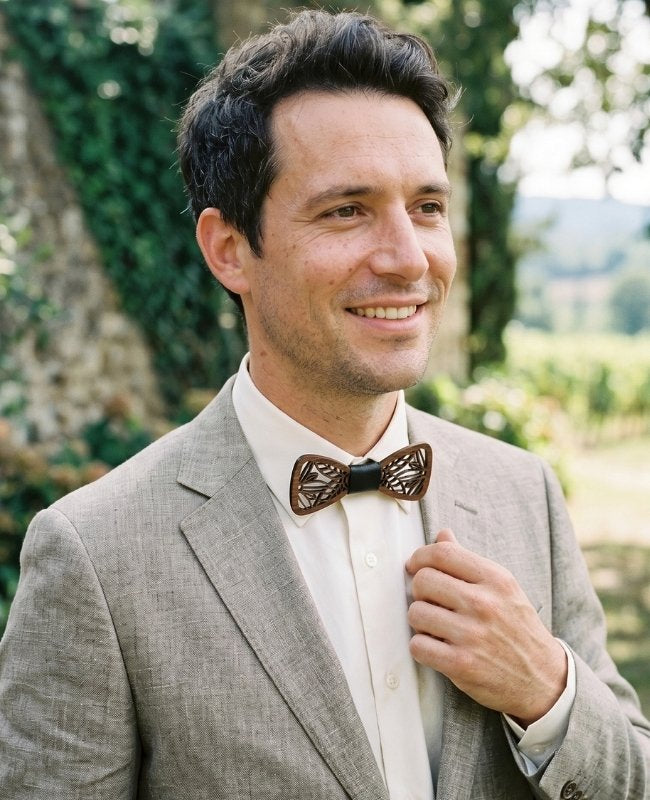 Noeud Papillon Noir Homme en Bois «César»