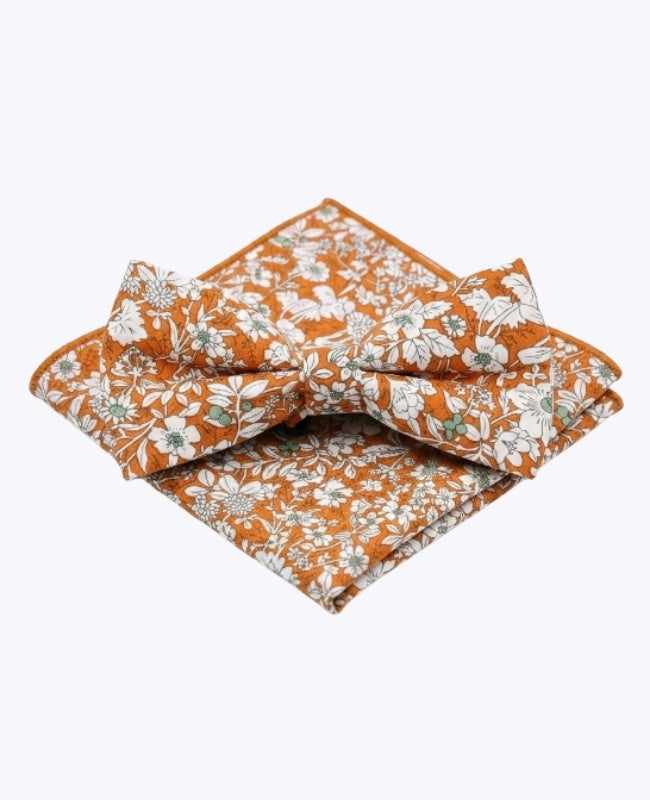 Motýlek + Kapesníček do saka Liberty Oranžová Muži z Bavlny „Clovis"