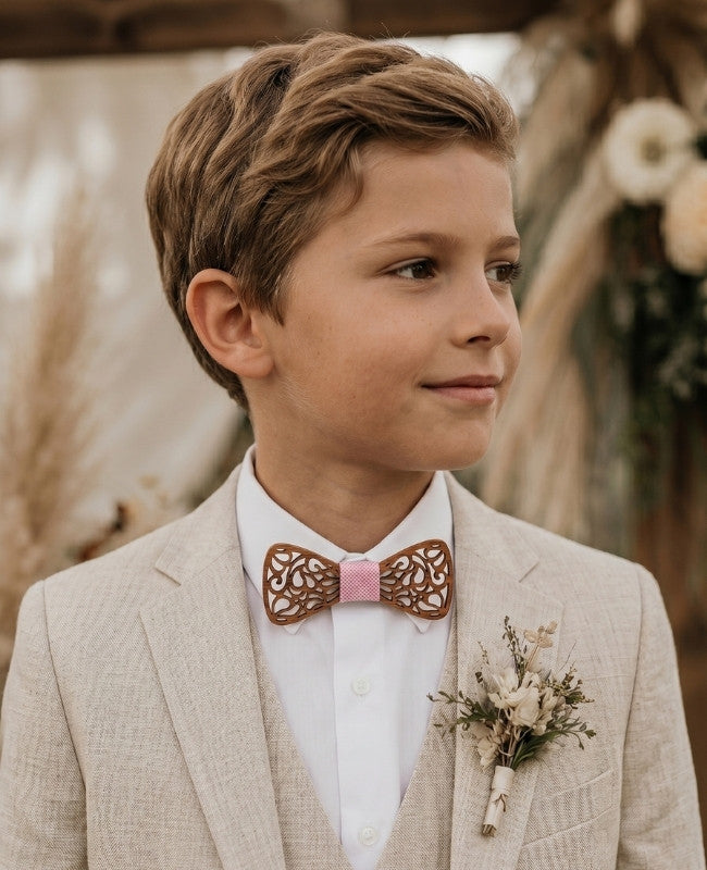 Noeud Papillon Rose Enfant en Bois «Hercule»
