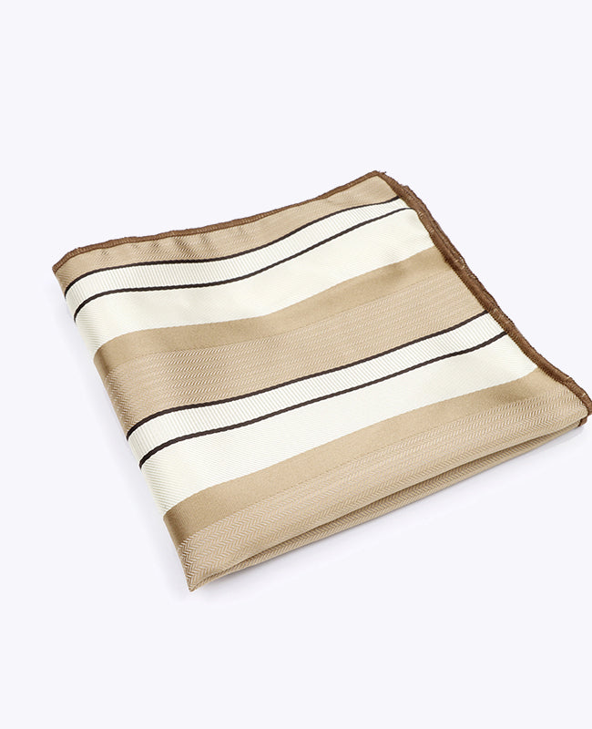 Kapesníček do Saka Béžový č. 1 s Proužky z Polyesteru «Edmond»