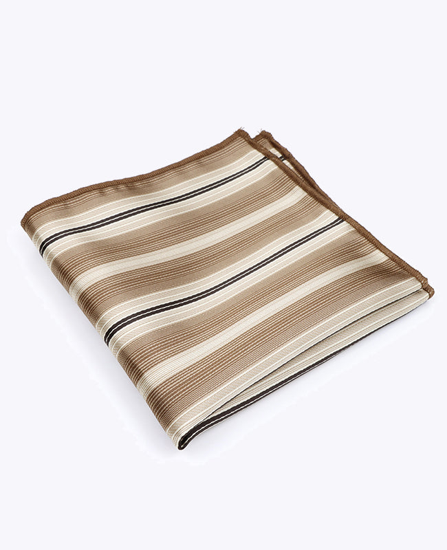 Kapesníček do Saka Béžový č. 2 s Pruhy z Polyesteru «Edmond»