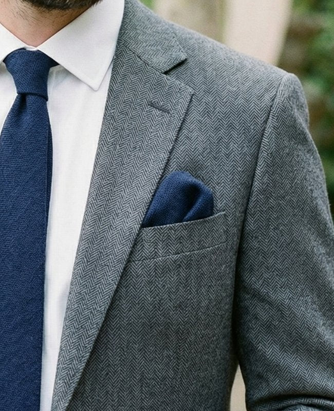 Kapesníček do saka Modrá č. 5 z lnu «Basile»