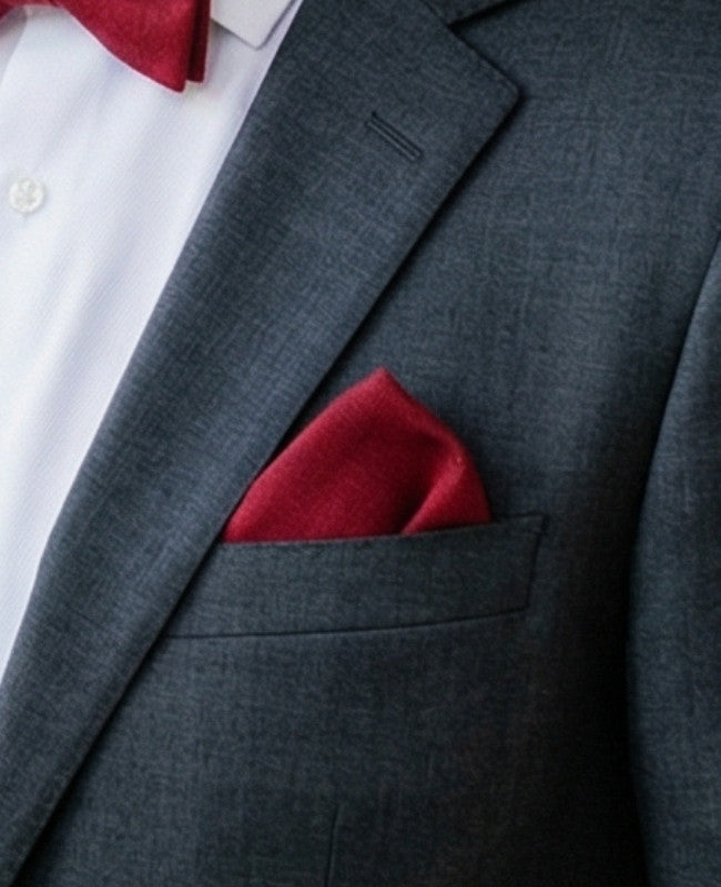 Kapesníček do saka Červený č. 2 lněný «Basile»