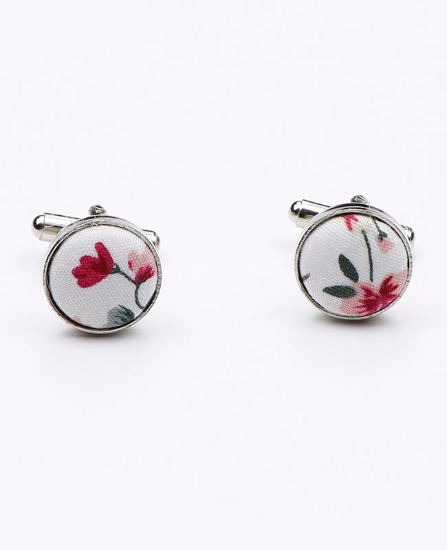 Boutons de Manchette Liberty Blanc n°2 en Coton | Charles - Unipap's